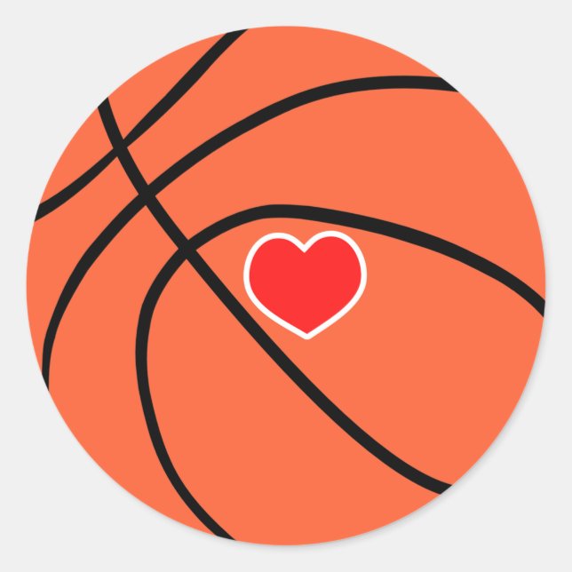 Sticker Rond Love sport Basketball. Boule avec coeur (Devant)