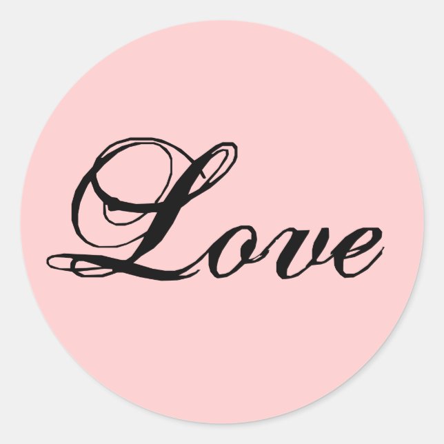 Sticker Rond Love Sticker_Black sur Baby Pink (Devant)