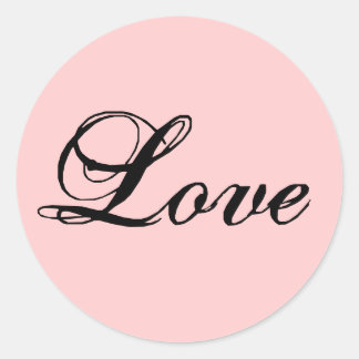 Sticker Rond Love Sticker_Black sur Baby Pink