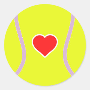 Sticker Rond Love tennis - Boule de sport avec coeur
