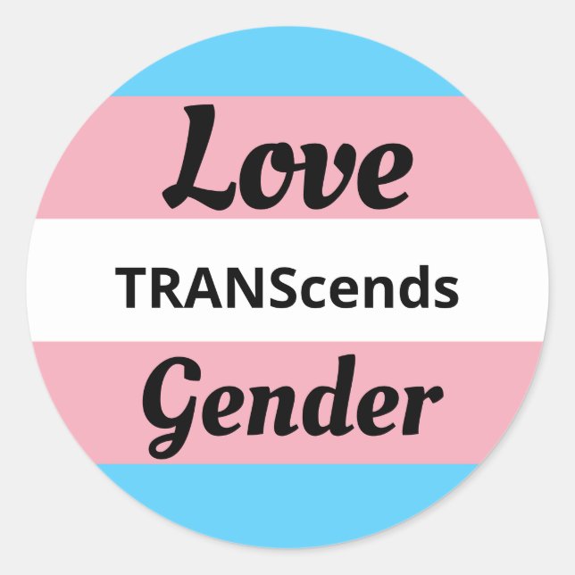 Sticker Rond Love TRANScends Genre - Pride transgenre (Devant)