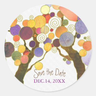 Sticker Rond Love Trees Mariage indépendant Enregistrer la date