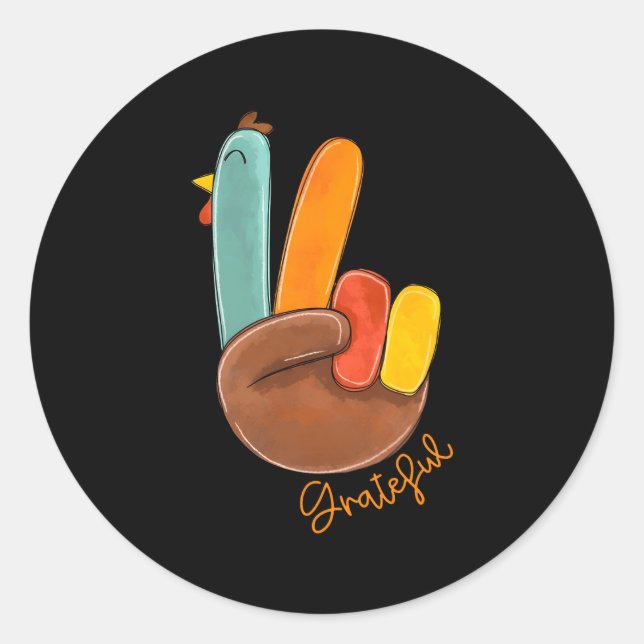Sticker Rond Love Turkey Grateful Turkey Hand Sign Thanks (Devant)