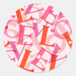 Sticker Rond LOVE Typographie Motif Saint Valentin