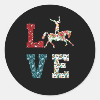 Sticker Rond Love Vaulting Cheval équitation Equestre Sport Cad