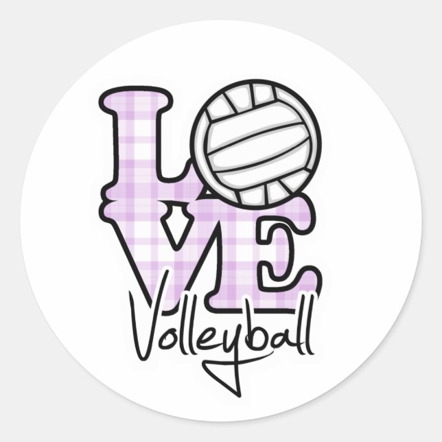 Sticker Rond Love Volleyball (Devant)