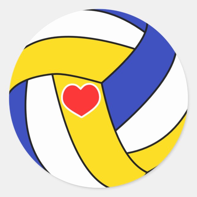 Sticker Rond Love volleyball - Boule de sport avec coeur (Devant)