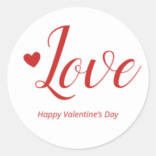 Sticker Rond Love White Red Happy Valentine's Day