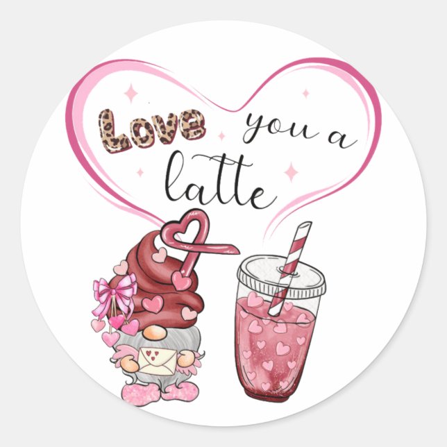 Sticker Rond Love You a Latte Valentines Day (Devant)