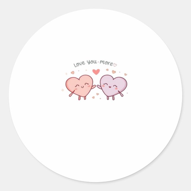 Sticker Rond Love You More Couple Hearts Valentine Romantic Des (Devant)