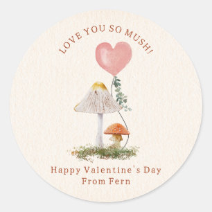 Sticker Rond Love You So Mush Champignons Classroom Valentine