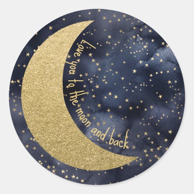 Sticker Rond Love You to the Moon and Back Custom (Devant)