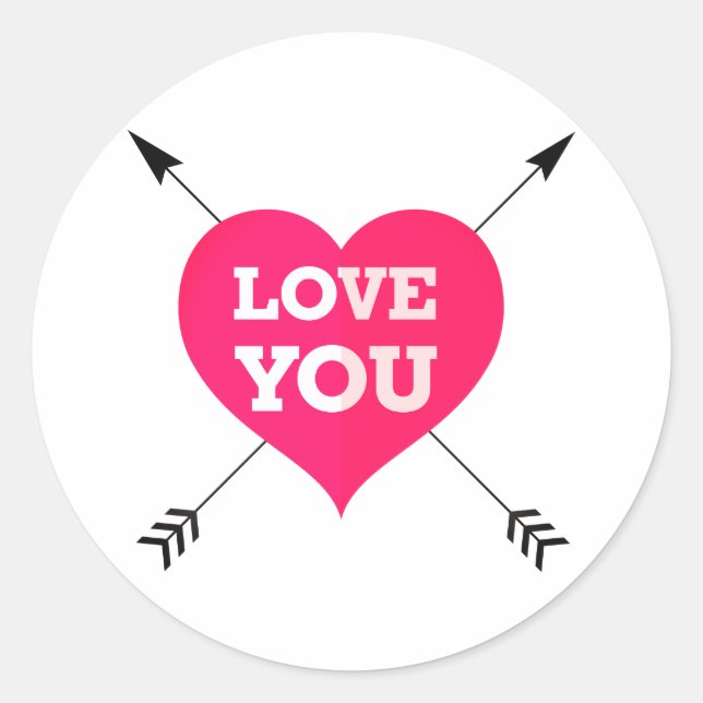 Sticker Rond Love You Valentine's Day (Devant)