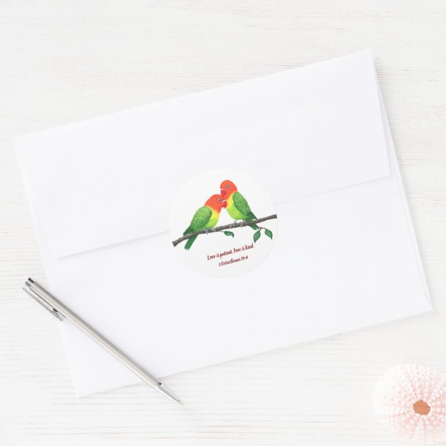 Sticker rond Lovebirds (Enveloppe)
