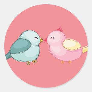 Sticker Rond lovebirds-birds-love-romance