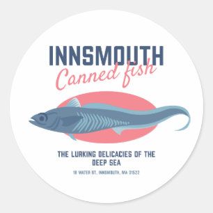 Sticker Rond Lovecraftian poisson en conserve à l'innsmouth