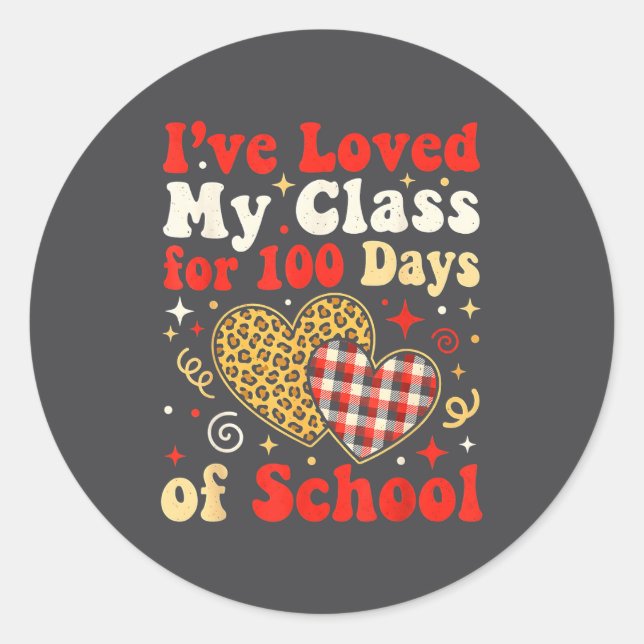 Sticker Rond Loved My Cl For 100 Days Of School Valentines Day  (Devant)