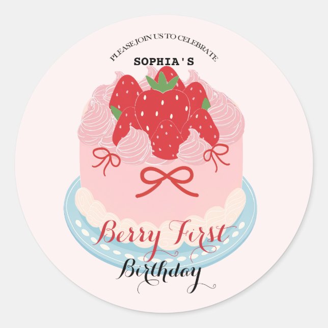 Sticker Rond Lovely Berry fête d'anniversaire (Devant)