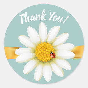 Sticker Rond Lovely Daisy et Ladybug Merci