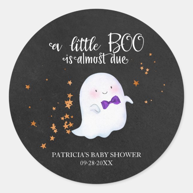 Sticker Rond Lovely Ghost Halloween Baby shower fille (Devant)