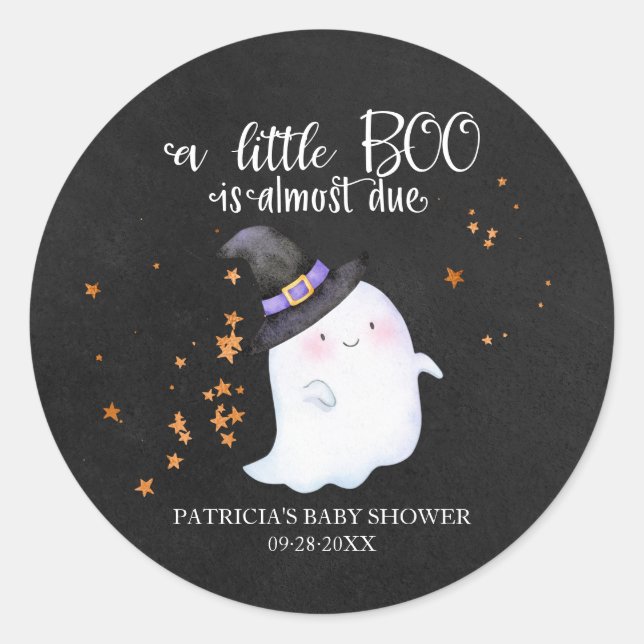 Sticker Rond Lovely Ghost Halloween Baby shower fille (Devant)