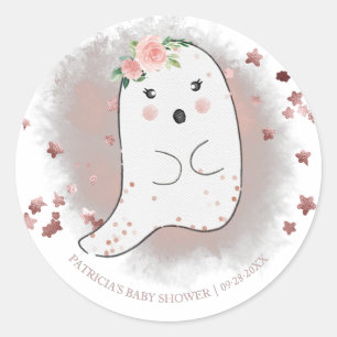 Sticker Rond Lovely Ghost Halloween Girl Baby shower Classic Ro