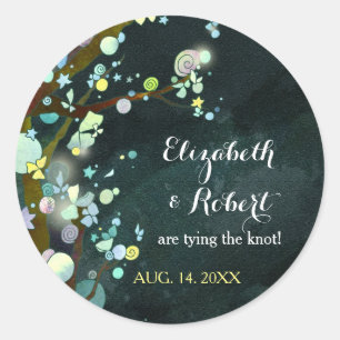 Sticker Rond Lovely Night Wedding Enregistrer la date