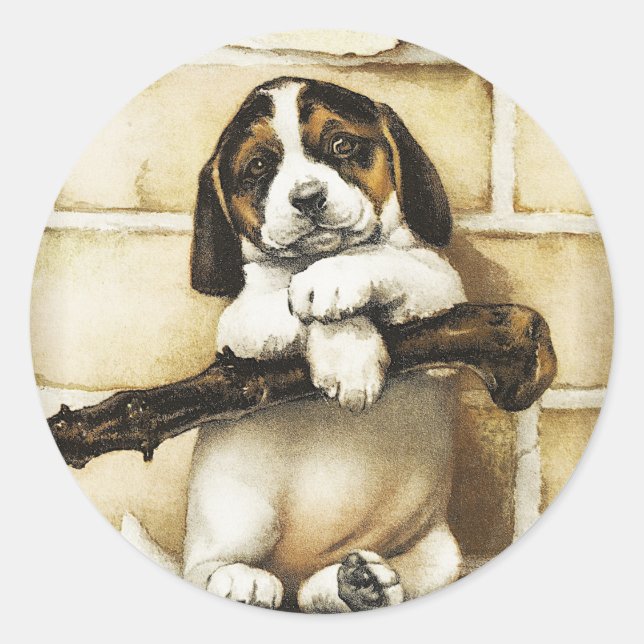 Sticker Rond Lovely Puppy (Devant)