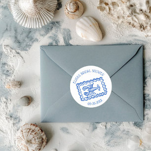 Sticker Rond LoveNotes de Sea Lobster Mariage sur mesure Shower