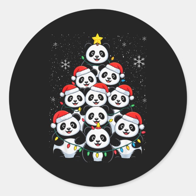 Sticker Rond Lover Xmas Panda Christmas Tree  (Devant)