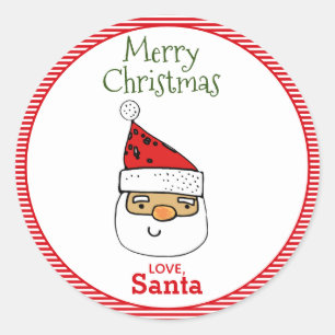 Sticker Rond LoveSanta Whimsical Père Noël avec Noël Casquette