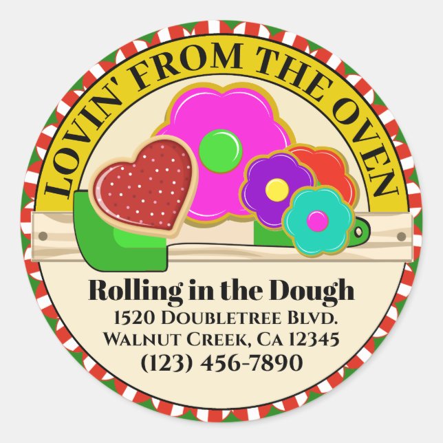 Sticker Rond Lovin' de l'étiquette alimentaire au four (Devant)