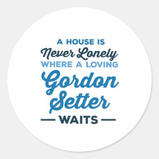 Sticker Rond Loving Gordon Setter Waits - Love my dog