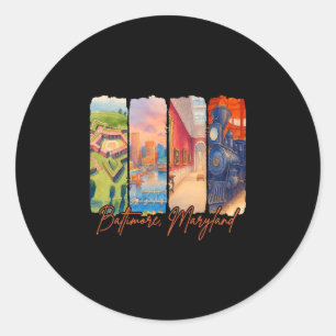 Sticker Rond Ltimore Maryland Coup de pinceau itinérant Souveni