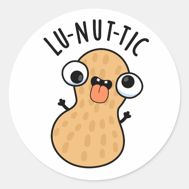 Sticker Rond Lu-nut-ic Blagues de cacahuète drôles  (Devant)