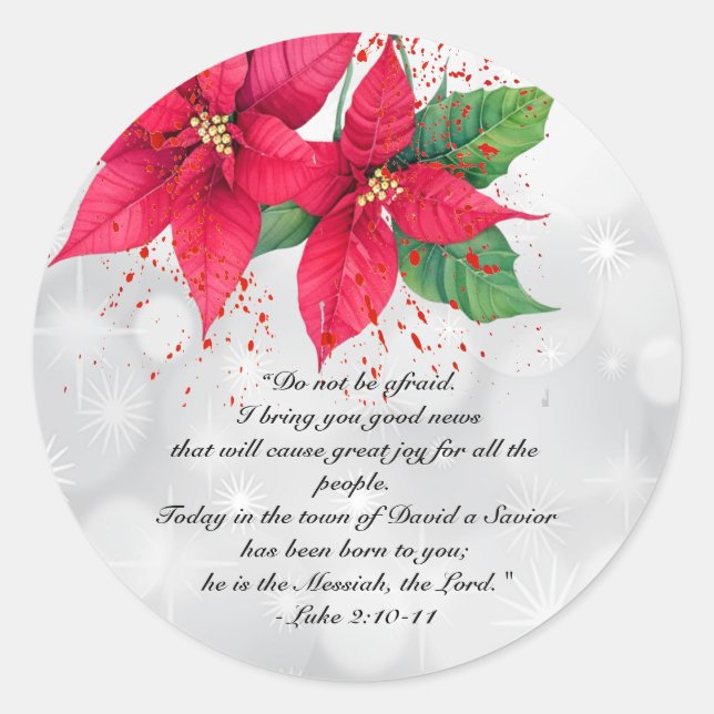Sticker Rond Luc 2 Belle aquarelle Poinsettia Floral (Devant)