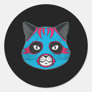 Sticker Rond Lucha Libre Cat Porte Le Masque De Lutte Luchador
