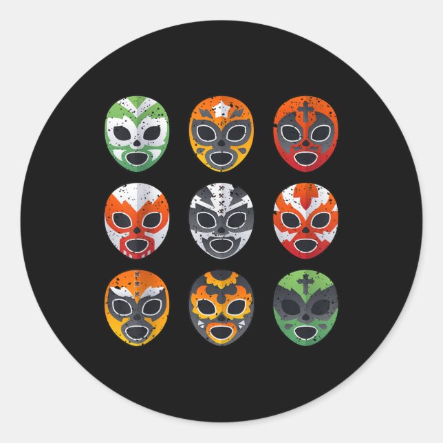 Sticker Rond Lucha Libre Le Masque De Lutte Cinco De Mayo Mexic (Devant)