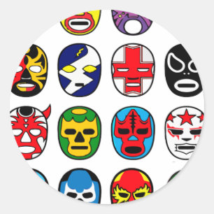 Sticker Rond Lucha Libre Luchador Masques de lutte mexicaine