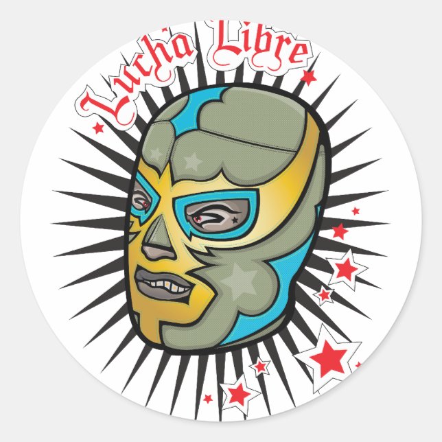 Sticker Rond Lucha Libre Masque de lutte mexicaine (Devant)