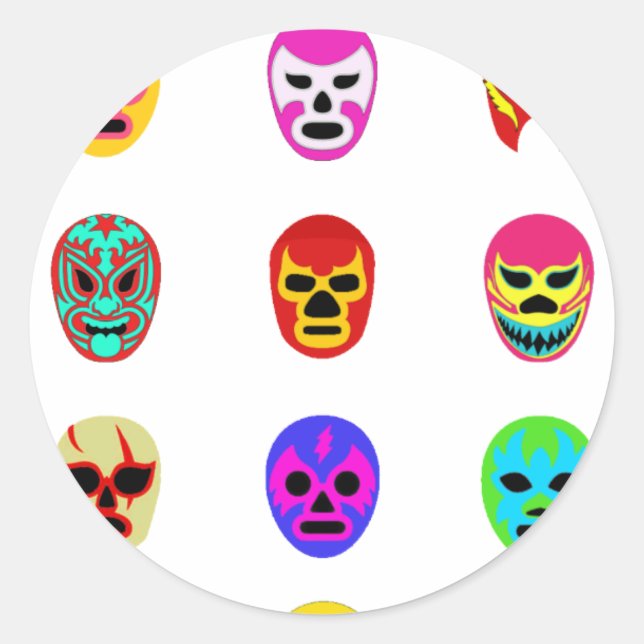 Sticker Rond Lucha Libre Masque Mexicain Lutte (Devant)