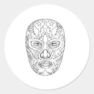 Sticker Rond Lucha Libre Masque tatouage