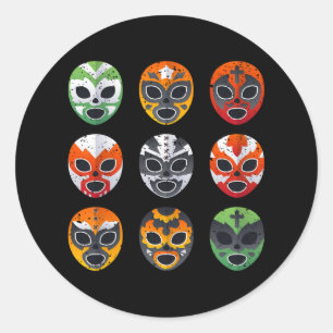 Sticker Rond Lucha Libre Masques Chemise Boy Hommes Combat Mexi