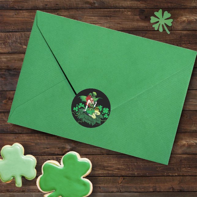 Sticker Rond Luck Irish Fairy Green (Créateur téléchargé)