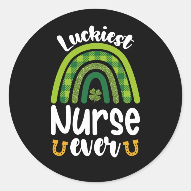 Sticker Rond Luckiest Nurse Ever St Patrick's Day (Devant)
