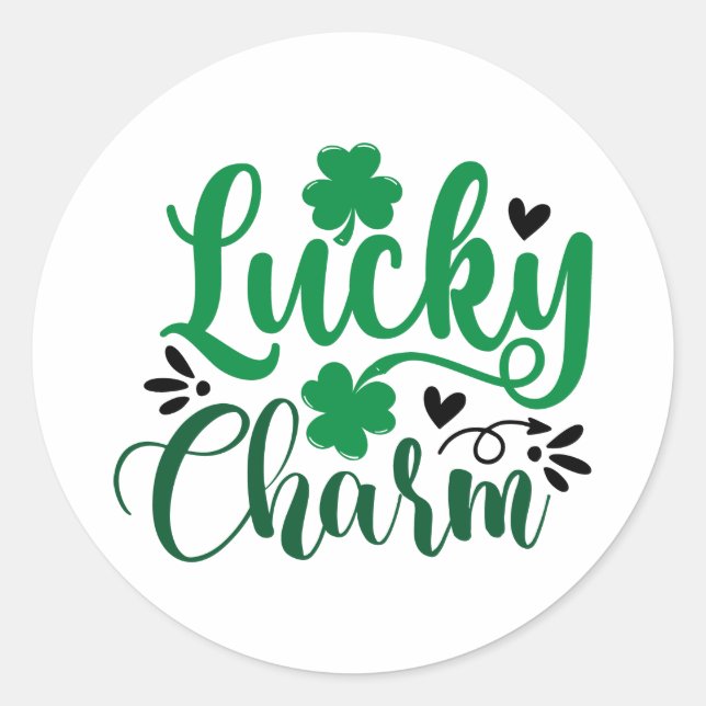 Sticker Rond Lucky Charm Shamrock (Devant)