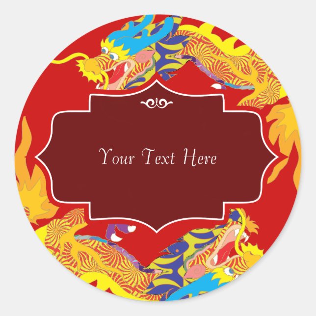 Sticker Rond Lucky Chinese Dragon (Devant)