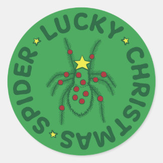 Sticker Rond Lucky Christmas Spider