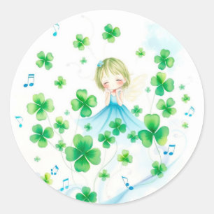 Sticker Rond Lucky Clover Design pour la St. Patrick's Day