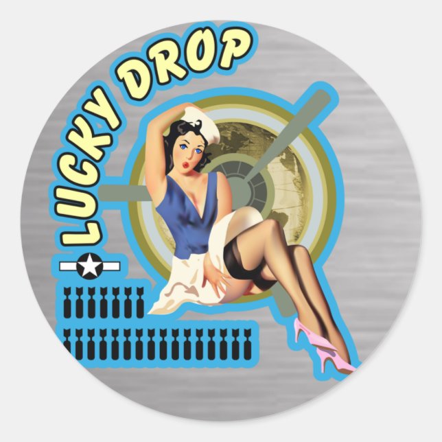 Sticker Rond Lucky Drop 2ÈME GUERRE MONDIALE Nez Art (Devant)